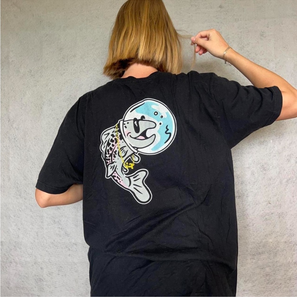 Black Short Sleeve Tee with Graphic Design